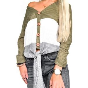 Color-block Waffle Knit Top